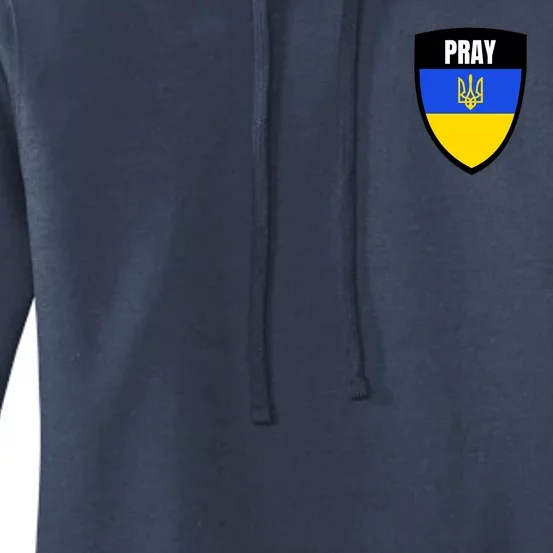 Pray Tactical Support Ukrainian Flag Shield I Stand With Ukraine Military Women's Pullover Hoodie