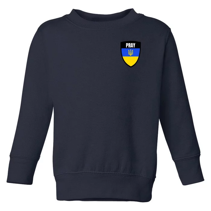 Pray Tactical Support Ukrainian Flag Shield I Stand With Ukraine Military Toddler Sweatshirt