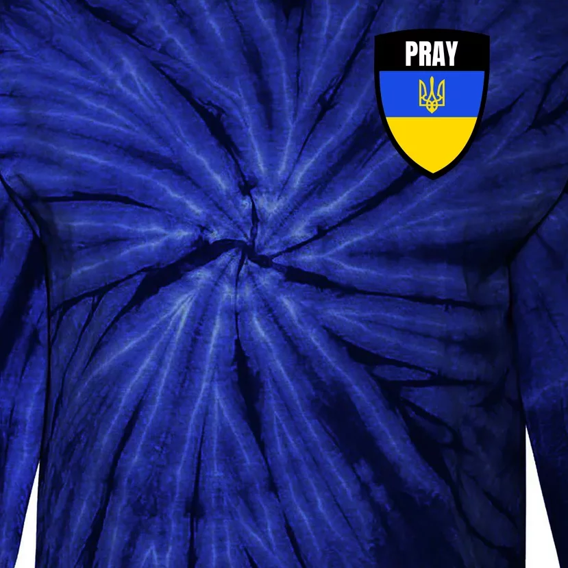 Pray Tactical Support Ukrainian Flag Shield I Stand With Ukraine Military Tie-Dye Long Sleeve Shirt