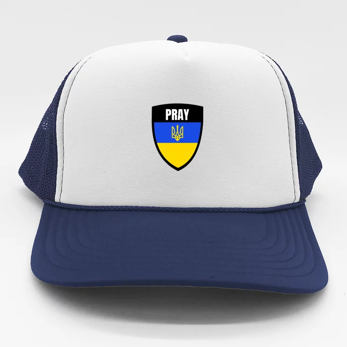 Pray Tactical Support Ukrainian Flag Shield I Stand With Ukraine Military Trucker Hat