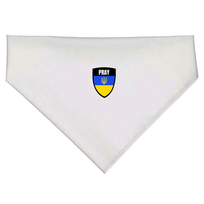 Pray Tactical Support Ukrainian Flag Shield I Stand With Ukraine Military USA-Made Doggie Bandana