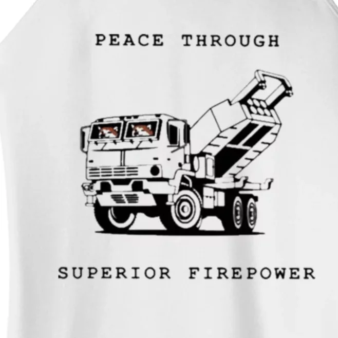 Peace Through Superior Firepower Women’s Perfect Tri Rocker Tank