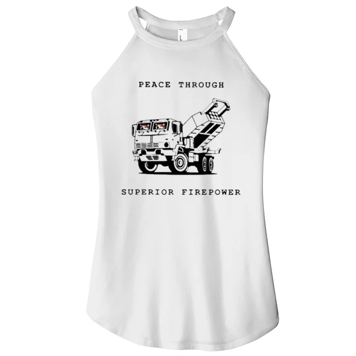 Peace Through Superior Firepower Women’s Perfect Tri Rocker Tank