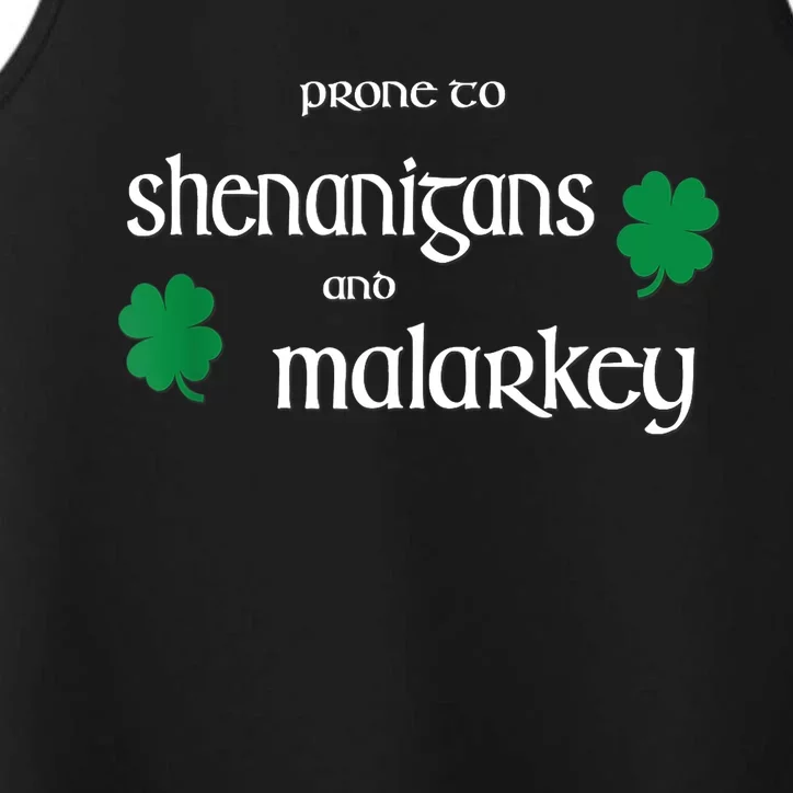 Prone To Shenanigans And Malarkey Funny Irish Pride Performance Tank