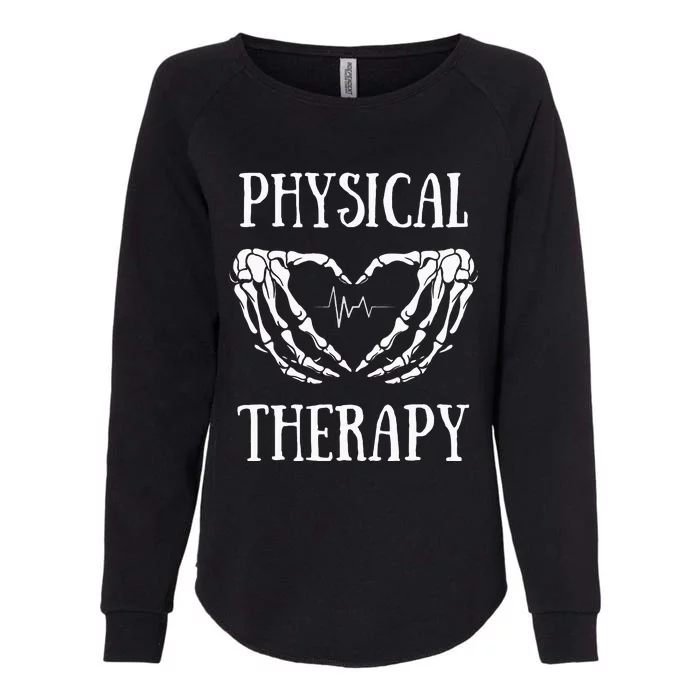 Physical Therapy Skeleton Hand Heartbeat Halloween PT Womens California Wash Sweatshirt