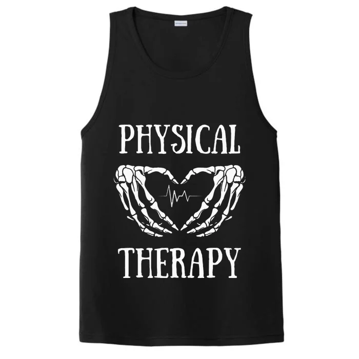 Physical Therapy Skeleton Hand Heartbeat Halloween PT Performance Tank