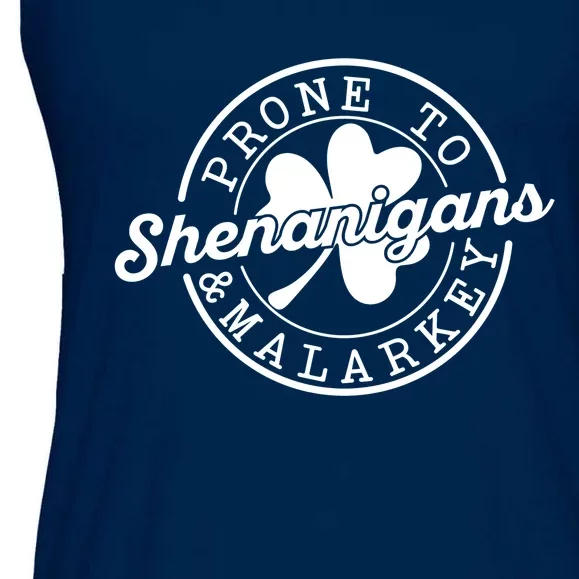 Prone To Shenanigans And Malarkey Funny St Patricks Day Design Ladies Essential Flowy Tank