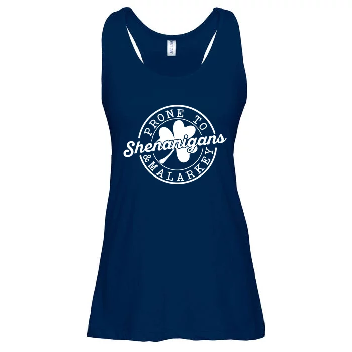 Prone To Shenanigans And Malarkey Funny St Patricks Day Design Ladies Essential Flowy Tank