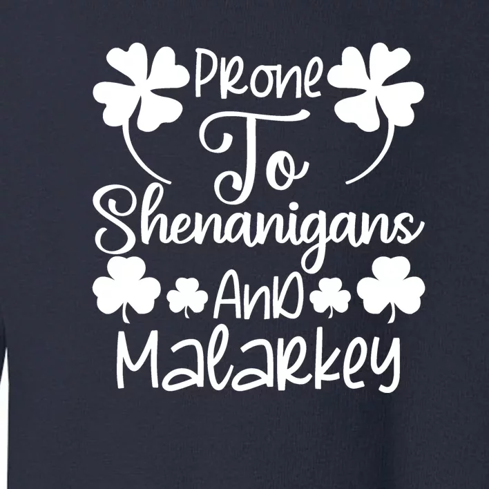 Prone To Shenanigans And Malarkey Funny St Patricks Day Design Toddler Sweatshirt