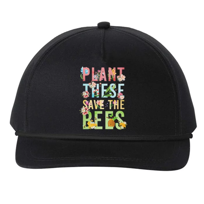 Plant These Save The Bees Botanical Vintage WildFlowers Snapback Five-Panel Rope Hat