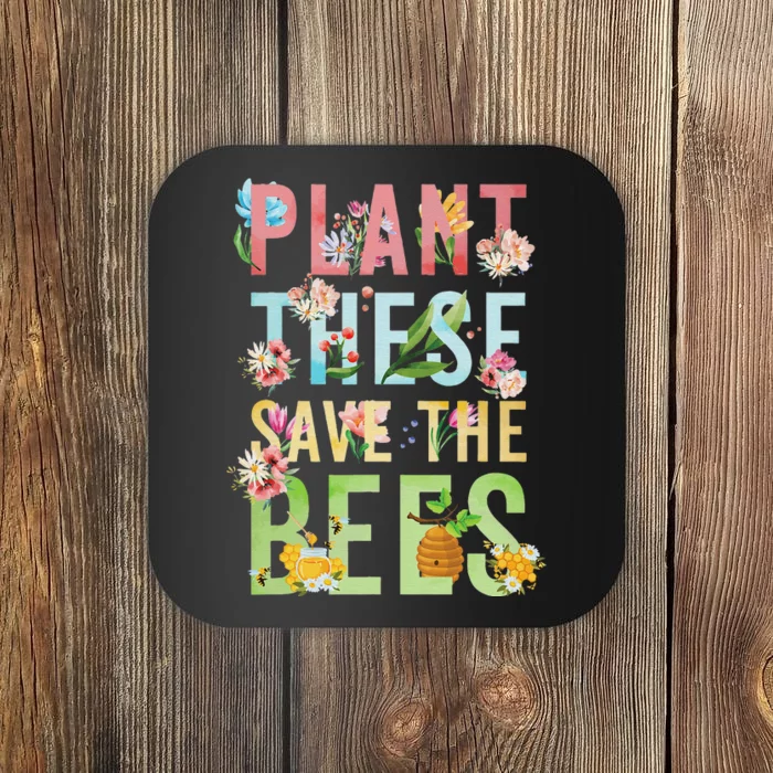 Plant These Save The Bees Botanical Vintage WildFlowers Coaster