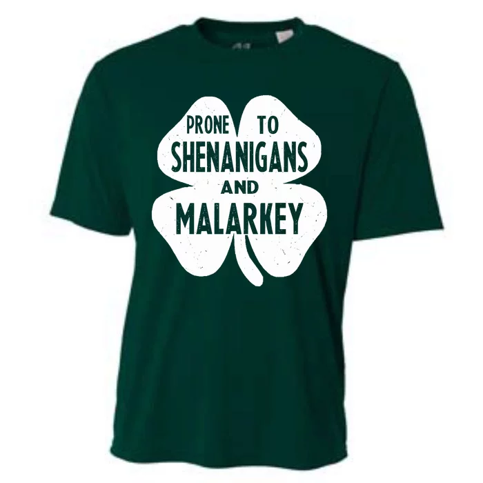 Prone To Shenanigans And Malarkey Funny St Patricks Day Cooling Performance Crew T-Shirt