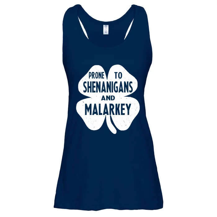 Prone To Shenanigans And Malarkey Funny St Patricks Day Ladies Essential Flowy Tank