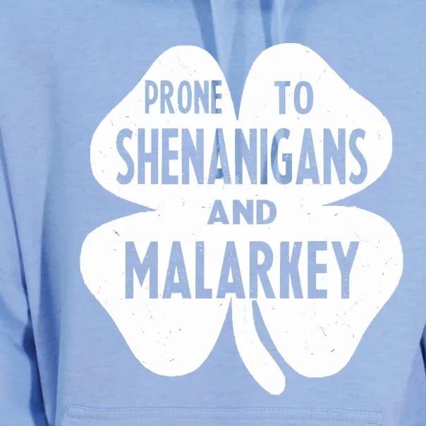 Prone To Shenanigans And Malarkey Funny St Patricks Day Unisex Surf Hoodie