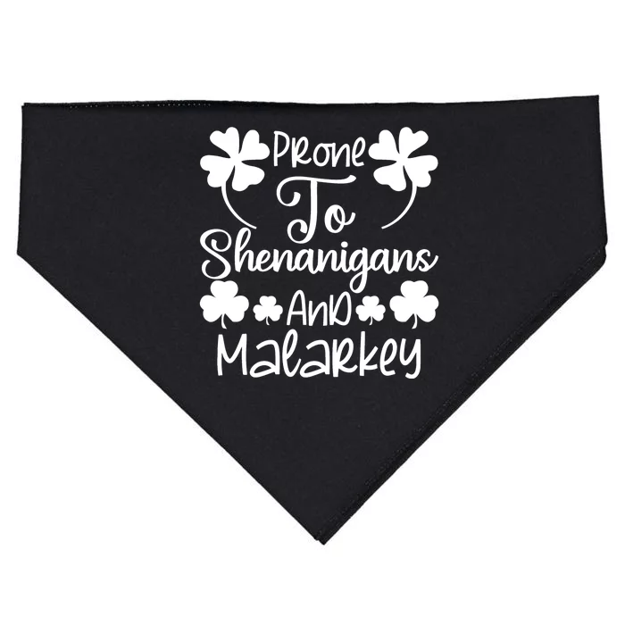 Prone To Shenanigans And Malarkey Funny St Patricks Day Design USA-Made Doggie Bandana