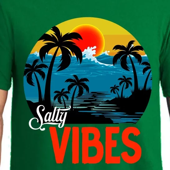 Palm Trees Salty Vibes Design Summer Time Travel Beach Pajama Set