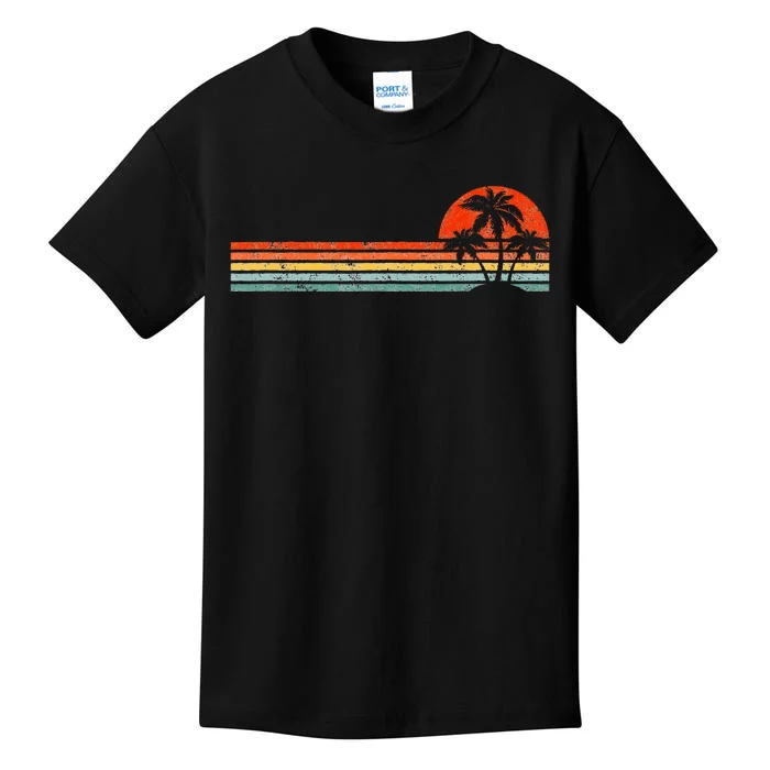 Palm Tree Sunset Horizon Summer Beach Vacation Kids T-Shirt