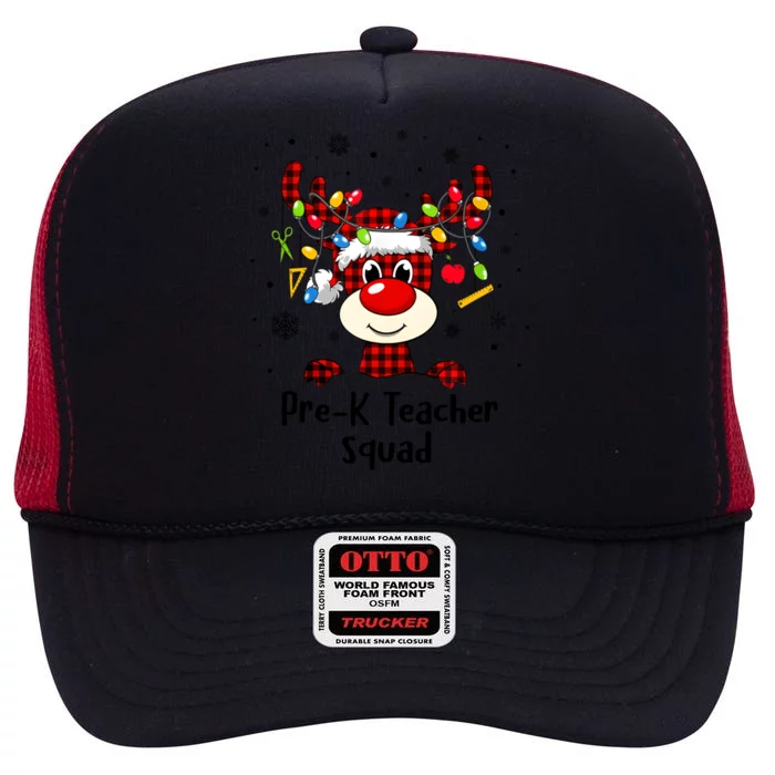 Prek Teacher Squad Reindeer Funny Teacher Christmas Xmas Meaningful Gift High Crown Mesh Trucker Hat