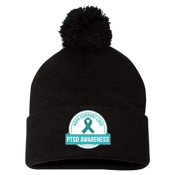 PTSD Awareness Hope Support Love Pom Pom 12in Knit Beanie