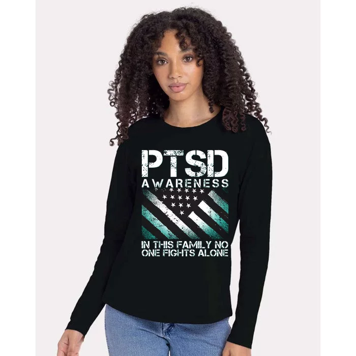 PTSD Awareness In This Family No One Fights Alone Womens Cotton Relaxed Long Sleeve T-Shirt