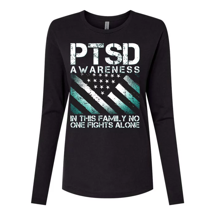 PTSD Awareness In This Family No One Fights Alone Womens Cotton Relaxed Long Sleeve T-Shirt