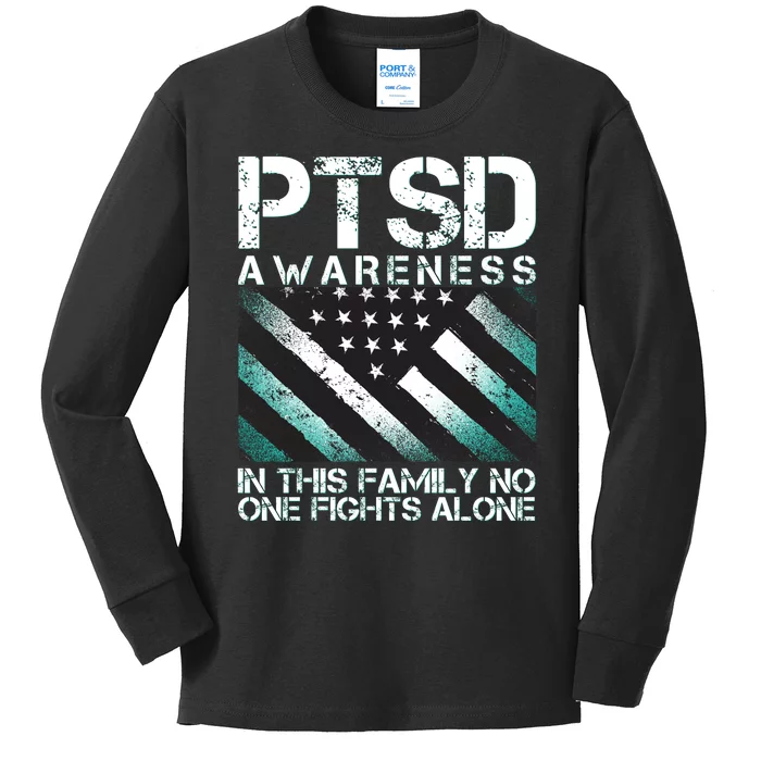 PTSD Awareness In This Family No One Fights Alone Kids Long Sleeve Shirt