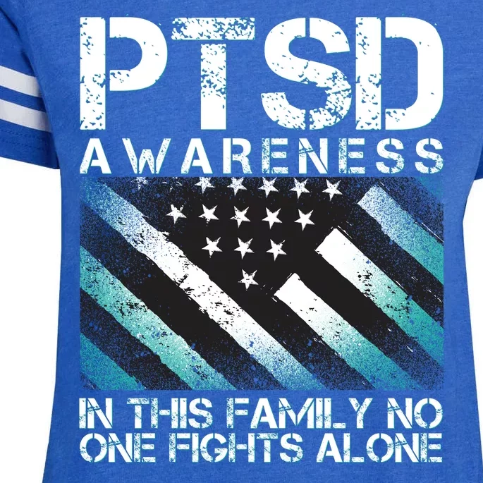 PTSD Awareness In This Family No One Fights Alone Enza Ladies Jersey Football T-Shirt