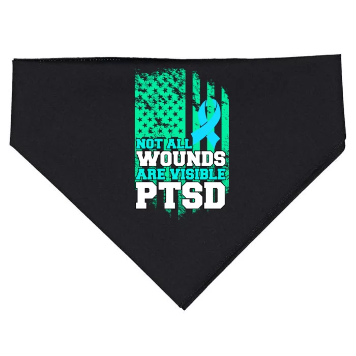 PTSD Flag Not All Wounds Are Visible USA-Made Doggie Bandana