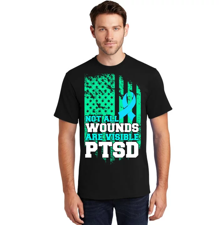 PTSD Flag Not All Wounds Are Visible Tall T-Shirt