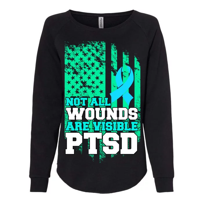 PTSD Flag Not All Wounds Are Visible Womens California Wash Sweatshirt