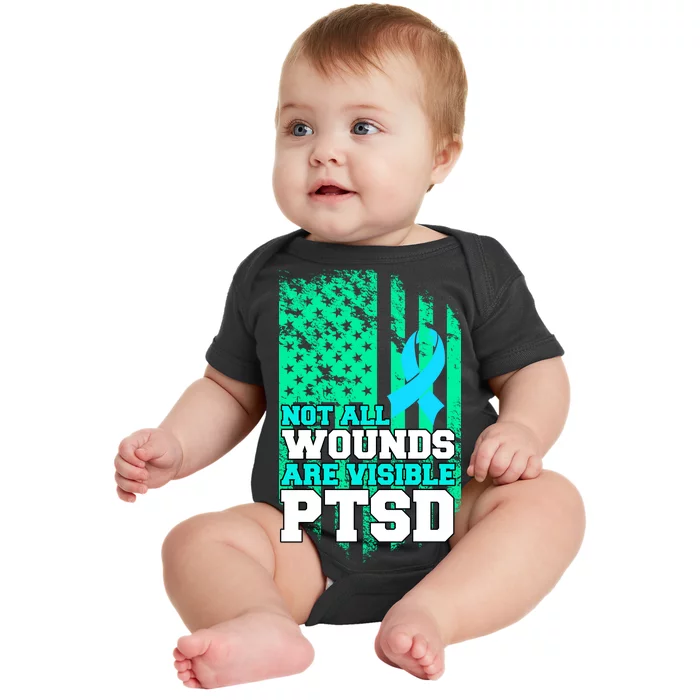 PTSD Flag Not All Wounds Are Visible Baby Bodysuit