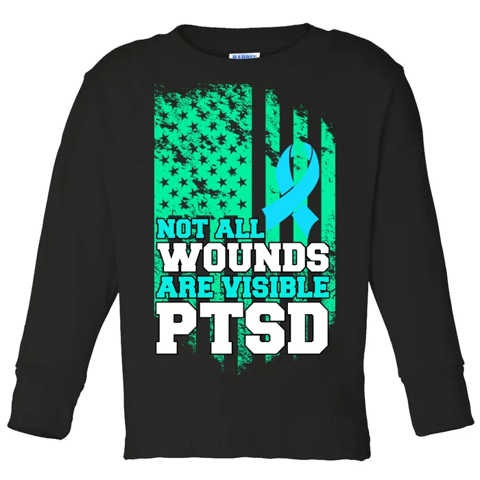 PTSD Flag Not All Wounds Are Visible Toddler Long Sleeve Shirt