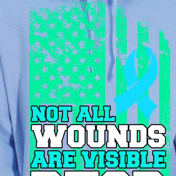 PTSD Flag Not All Wounds Are Visible Unisex Surf Hoodie