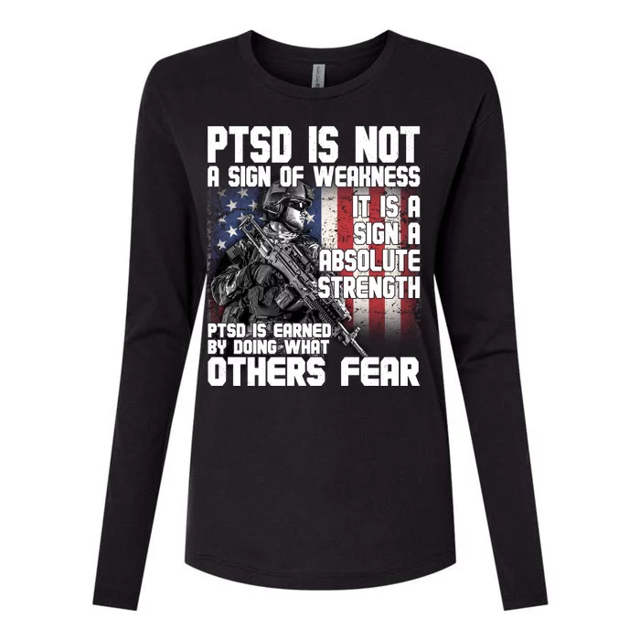 PTSD Is Not A Sign Of Weakness Support Military Troops Womens Cotton Relaxed Long Sleeve T-Shirt