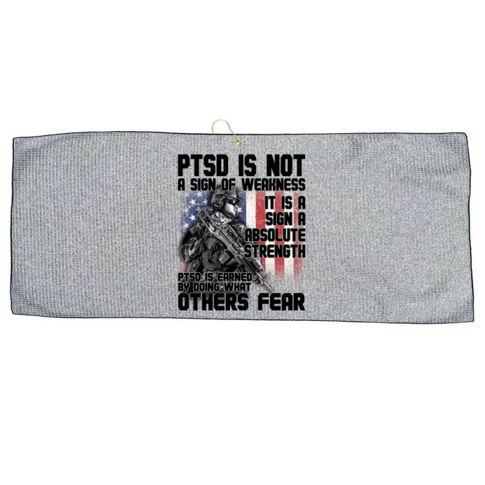 PTSD Is Not A Sign Of Weakness Support Military Troops Large Microfiber Waffle Golf Towel