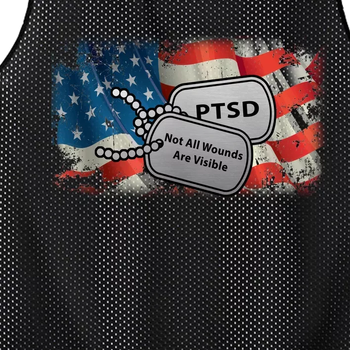 PTSD Not All Wounds Are Visible Dog Tags Mesh Reversible Basketball Jersey Tank