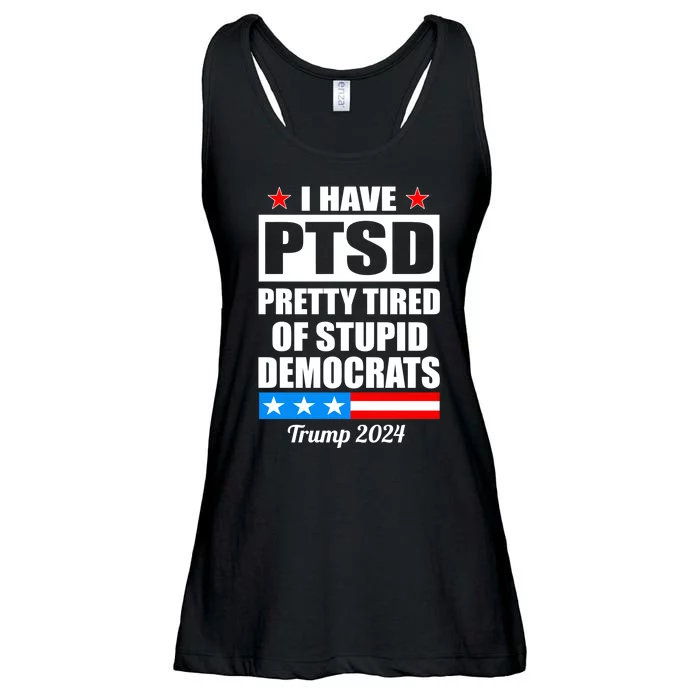 PTSD Pretty Tired Of Democrats Trump 2024 Ladies Essential Flowy Tank