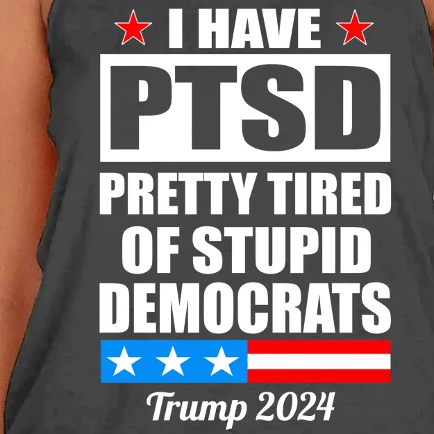 PTSD Pretty Tired Of Democrats Trump 2024 Women's Knotted Racerback Tank