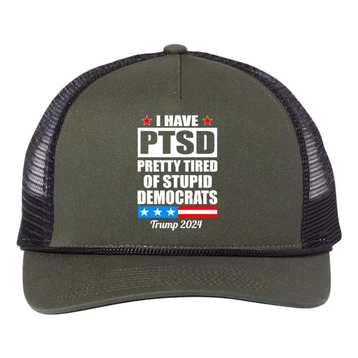 PTSD Pretty Tired Of Democrats Trump 2024 Retro Rope Trucker Hat Cap