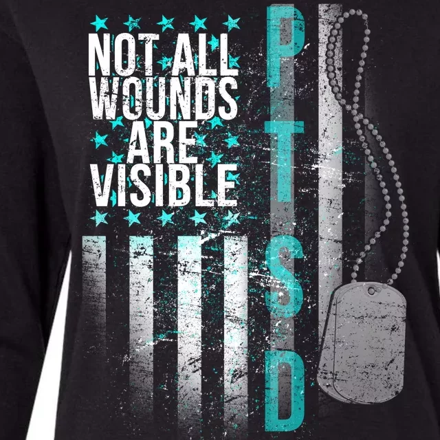 PTSD Veteran Not All Wounds Are Visible Womens Cotton Relaxed Long Sleeve T-Shirt