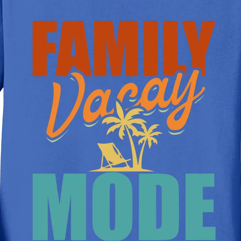 Palm Trees Tropical Summer Vacay Retro Family Vacation Gift Kids Long Sleeve Shirt