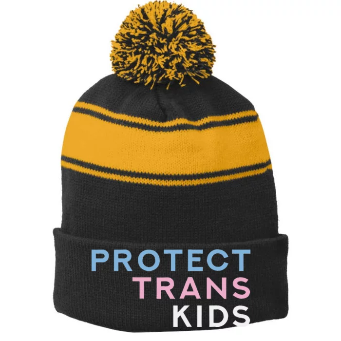 Protect Transg Transsexual Stripe Pom Pom Beanie