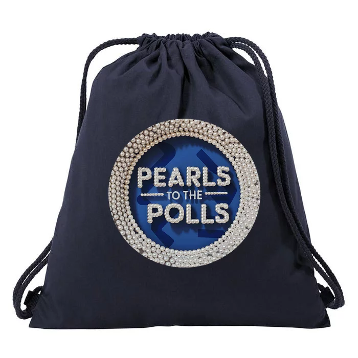 Pearls To The Polls Drawstring Bag