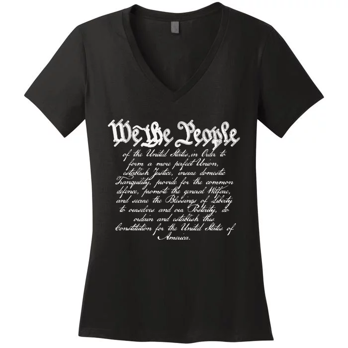 Preamble To The Us Constitution 4th Of July We The People Women's V-Neck T-Shirt