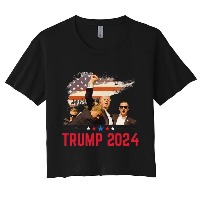 President Trump Trending Political Trump 2024 Election Gift Women's Crop Top Tee