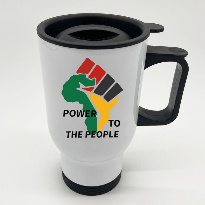 Power To The People Black Power Fist Civil Rights Unity Front & Back Stainless Steel Travel Mug