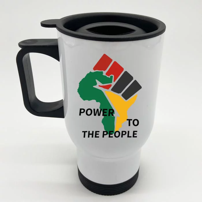 Power To The People Black Power Fist Civil Rights Unity Front & Back Stainless Steel Travel Mug