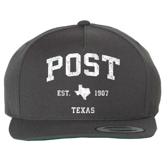 Post Texas Tx Vintage Athletic Sports Wool Snapback Cap