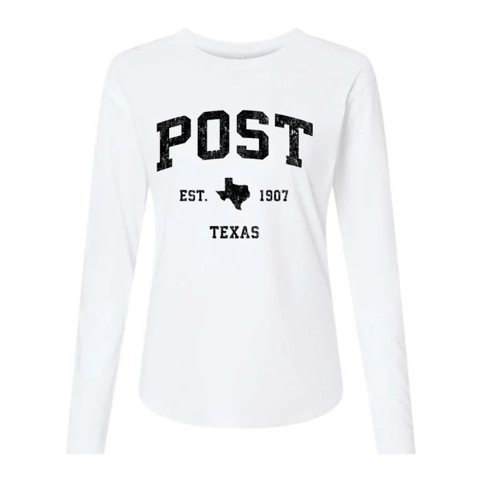 Post Texas Tx Vintage Athletic Sports Womens Cotton Relaxed Long Sleeve T-Shirt