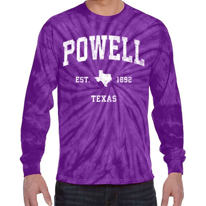 Powell Texas Tx Vintage Athletic Tie-Dye Long Sleeve Shirt